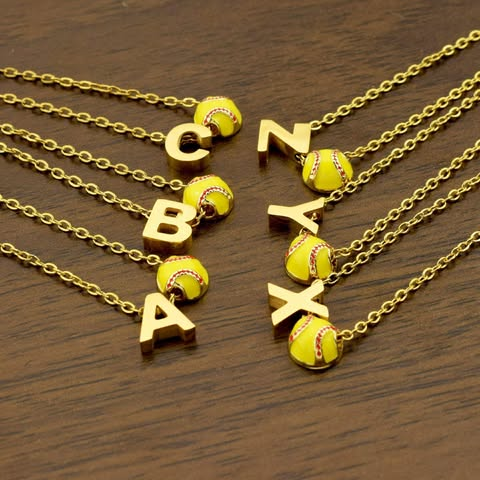 Softball Initial Necklaces