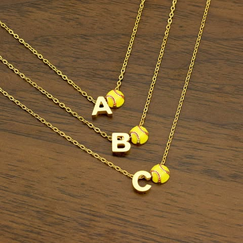 Softball Initial Necklaces