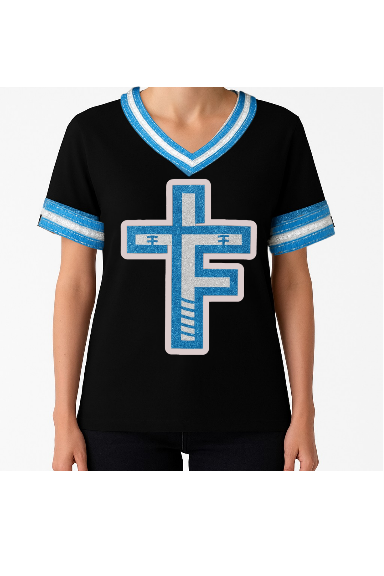 Foundation Sequins V-Neck Logo Shirt