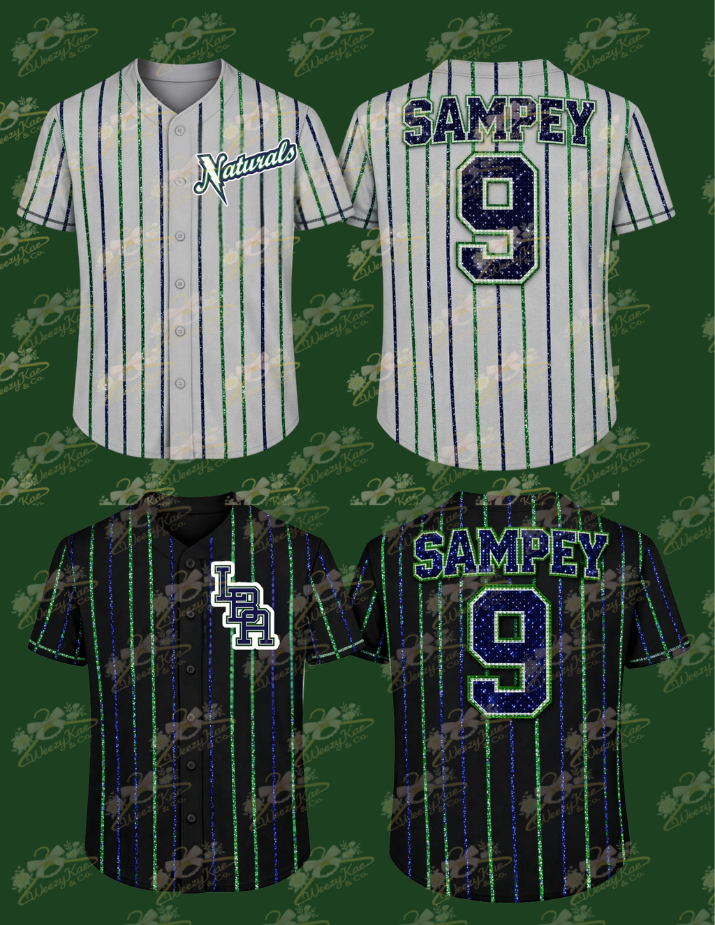 LBA Naturals Custom Pinstriped Sequins Button Down Jersey