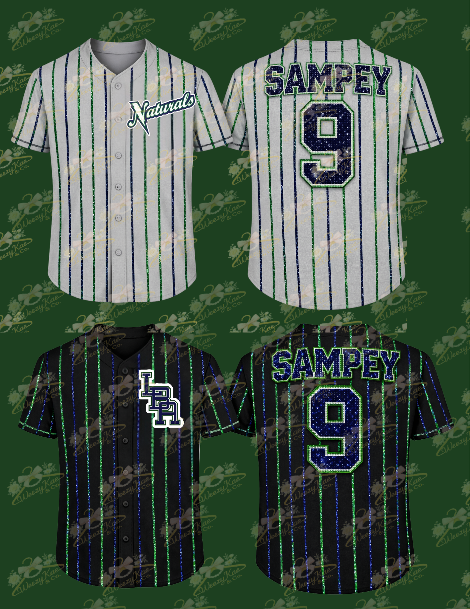 LBA Naturals Custom Pinstriped Sequins Button Down Jersey