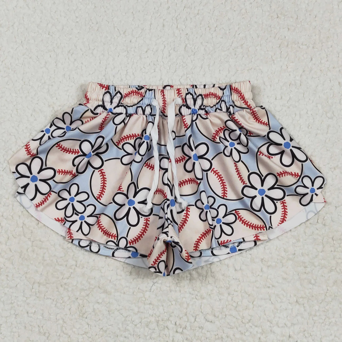 BASEBALL FLOWER GIRL'S SPORTS SHORTS