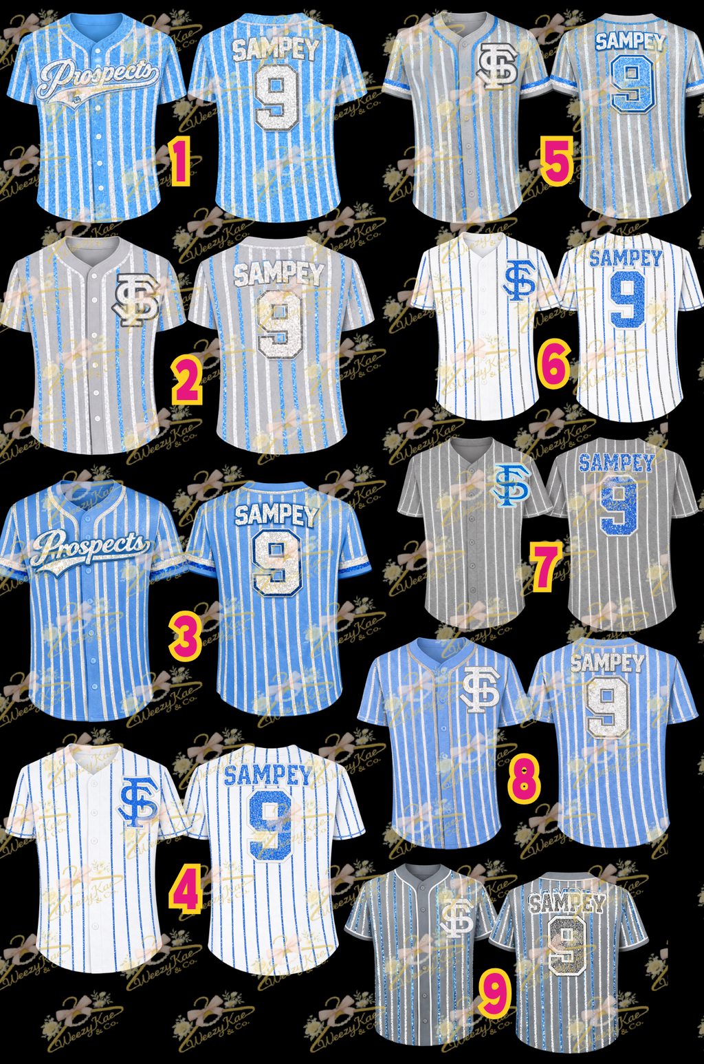 Prospects Custom Pinstriped Sequins Button Down Jersey