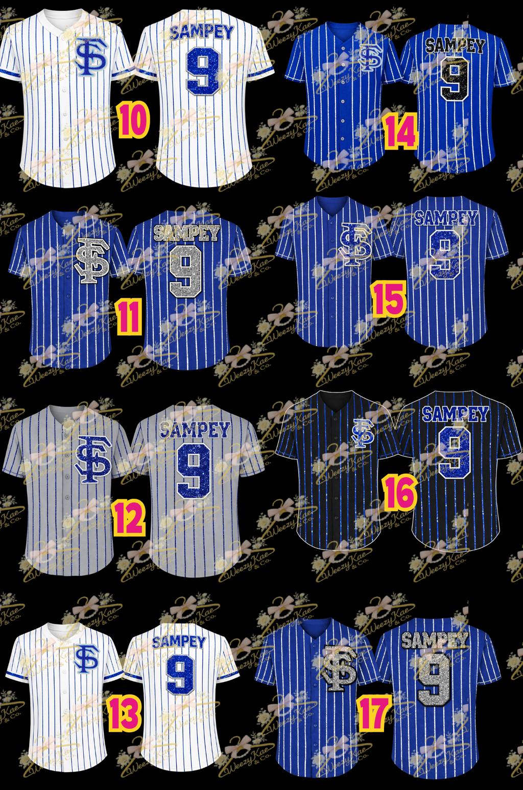 Prospects Custom Pinstriped Sequins Button Down Jersey