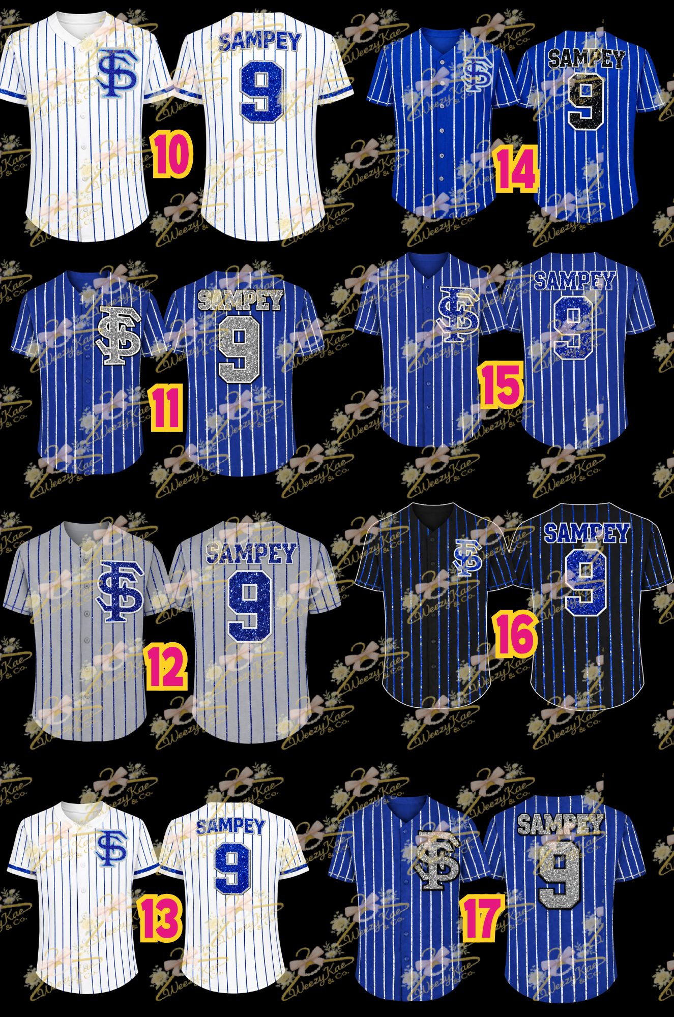 Prospects Custom Pinstriped Sequins Button Down Jersey